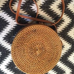 NWOT rattan purse with floral lining
